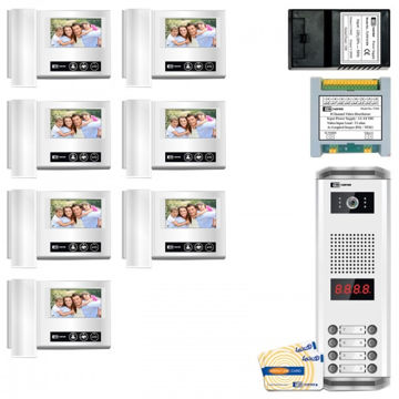 پک درب بازکن تصویری تک نما مدل D43-7V مجموعه 8 عددی ( 7 واحدی 4.3اینچ ساده و پنل کارتی )