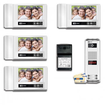 پک درب بازکن تصویری تک نما مدل D70-4V مجموعه 5 عددی ( 4 واحدی 7اینچ ساده و پنل کارتی )