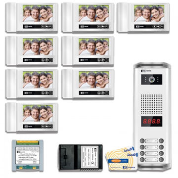 پک درب بازکن تصویری تک نما مدل D70-8V مجموعه 9 عددی ( 8 واحدی 7اینچ ساده و پنل کارتی )